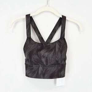 Athleta Warrior Long Line Gray Printed Bra D-DD Size XXS NWT